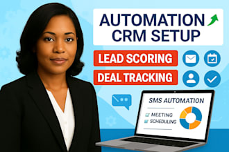 setup automation CRM with lead scoring, deal tracking SMS automation and meeting