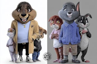 draw custom animal cartoon illustration