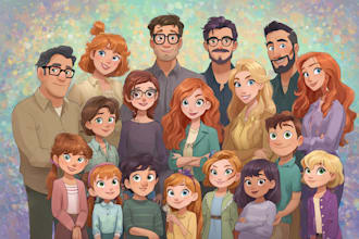 design a professional disney family portrait