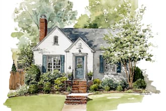 create a hand painted watercolor house portrait of your home