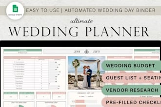 design wedding planner spreadsheet, budget planner, event goggle sheet