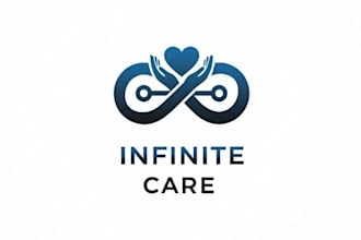 design a futuristic infinite care logo that radiates innovation