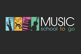 design music school, academy, or online music program logo