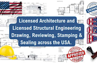 review stamp plans as licensed civil structural engineer in california texas