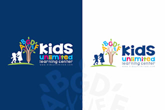 design education, tutoring, daycare, childcare, school, kids and learning logo