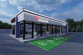 do 3d convenience store, interior layout, supermarket,pet store,exterior signage