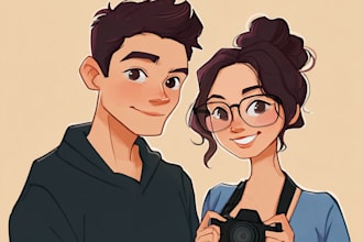 draw a couple portrait ilustration