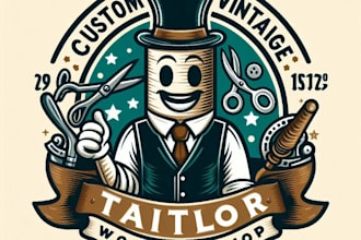 design high quality tailor vintage logo with t shirt design