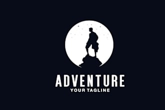 design a modern creative outdoor travel adventure brand logo