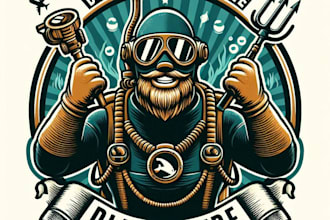 design high quality scuba diving vintage logo with t shirt design