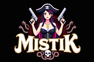 create beautiful female pirate logo design with unlimited revision