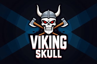 make different viking skull head logo for you with express delivery