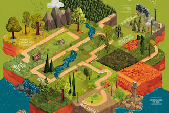 expert in 3d isometric map and vector location illustration