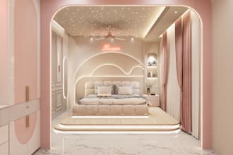 create modern elegant functional bedroom design with 3d renders