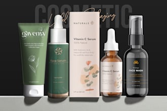 design luxury cosmetic, cbd serum, jar, tube label and box packaging