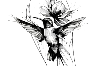 draw watercolor illustration and tattoo design
