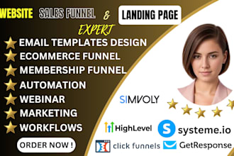 setup gohighlevel,systeme io,getresponse, simvoly,click funnels