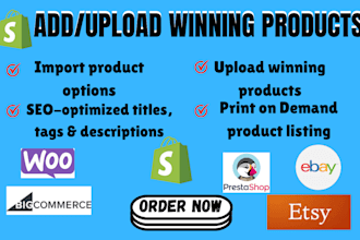 upload winning products to woocommerce shopify ebay amazon