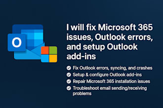 fix microsoft 365 issues, outlook errors and setup outlook addins, office add in