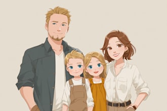 make cute anime family artwork