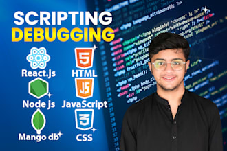 write and debug scripts in html, css, javascript, react