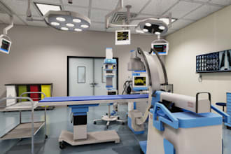 3d design hospital interior, pharmacy, laboratory clinic rehab centre healthcare