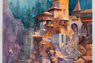 draw original watercolor landscape or architecture art