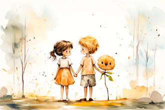 illustrate children story book illustration watercolor