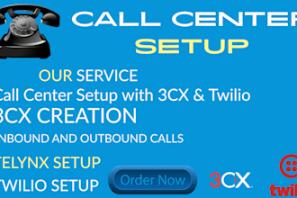 set up call center with twilio 3cx did number voip call