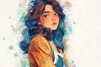 draw watercolor anime, manga, vtuber characters