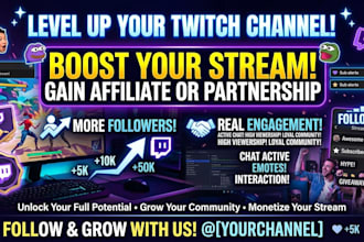 setup ads campaign to promote twitch channel live  viewers for partner