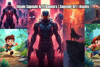 design professional steam capsule art, game cover, concept art, game assets