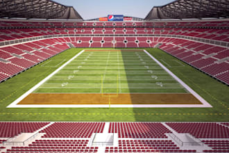 design 3d sports venue, american football, stadium interior, cgi gaming facility