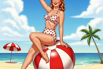 create pin up girl and pin up girl illustration