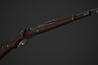 model jungle carbine gun, 3d winchester, bizon gun,short gun, mid poly,fps asset
