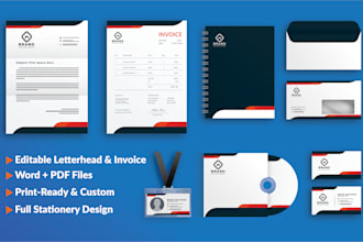 design letterhead, business card, invoice and stationery