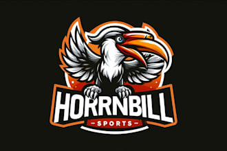 make hornbill sports bird mascot logo design without any copyright concept