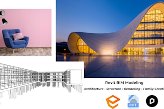 design, architectural, and structural bim models in revit with rendering