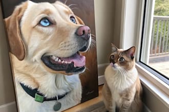do a custom pet portrait, dog portrait, cat portrait