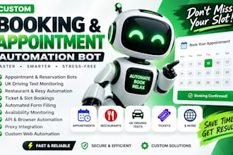 do appointment booking bot opentable bot resy uk driving test bot web automation