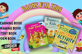 design creative kids PDF books, story, activity, and learning books in canva