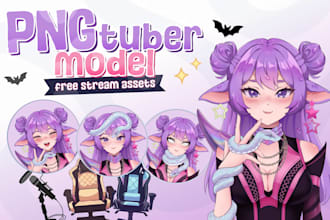 design png tuber for streaming in vtuber anime style