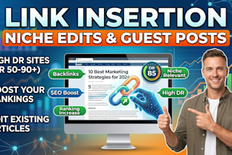 link insertion backlink niche edit guest post existing articals high da DR sites