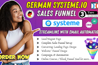build german systeme io sales funnel, landing pages, leadpage, email automation