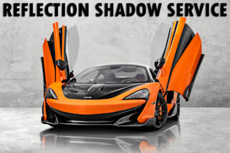 do automotive car photo retouch, color correction, reflection, and drop shadow