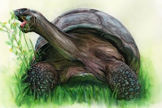 draw watercolor animal illustration art for you