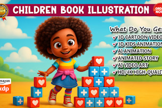 draw cute children book illustration and cover