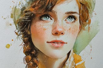 realistic a watercolor portrait art