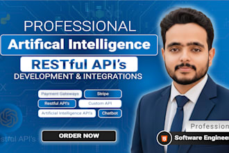 do restful api development, api integrations, nodejs, csharp, python