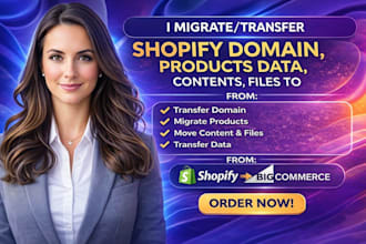 migrate transfer shopify domain, products data, contents, files to bigcommerce